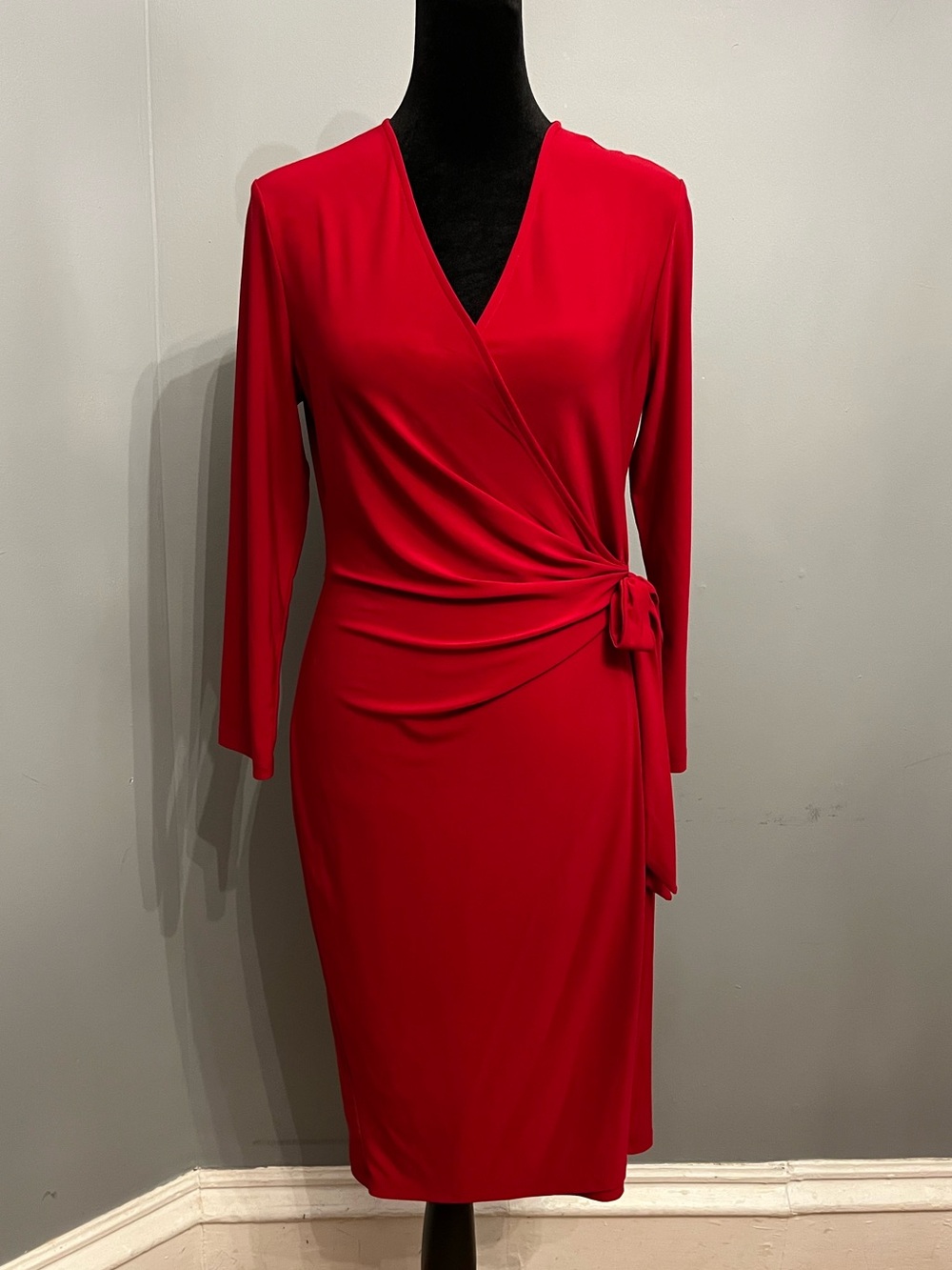 Anne Klein Red Faux Wrap Dress, size 4